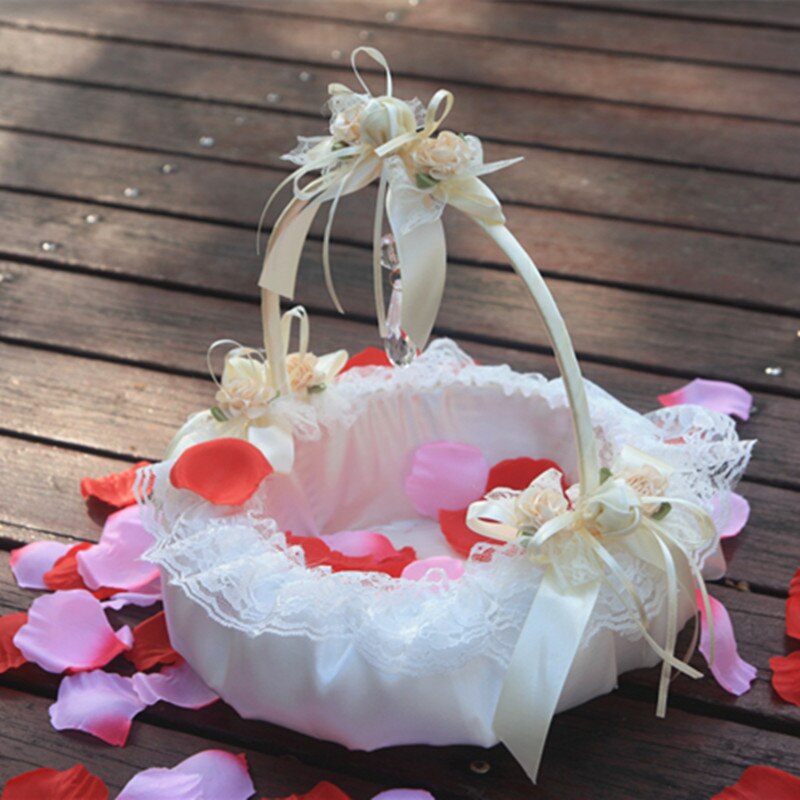 Ros spets blomma tjej korg! bröllop kronblad dekoration bröllop ceremoni festtillbehör