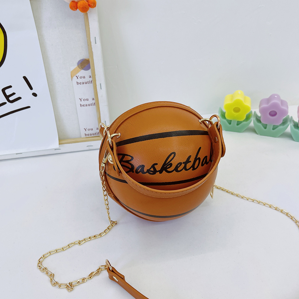 1 pz borsa rotonda a sfera per adolescenti borse a tracolla da donna borse a tracolla a catena a tracolla borsa da basket rosa in pelle femminile di personalità: Brown