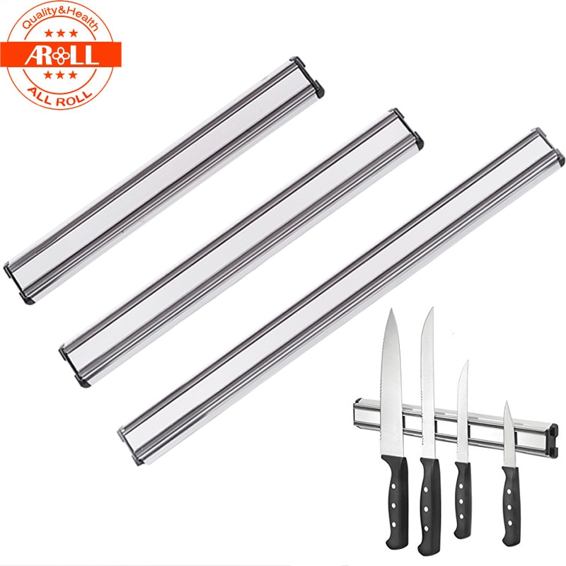Rustfrit stål magnetisk væg knivholder hvile stativ til knive bar opbevaring blok spar plads magnet køkkenværktøj knivholder