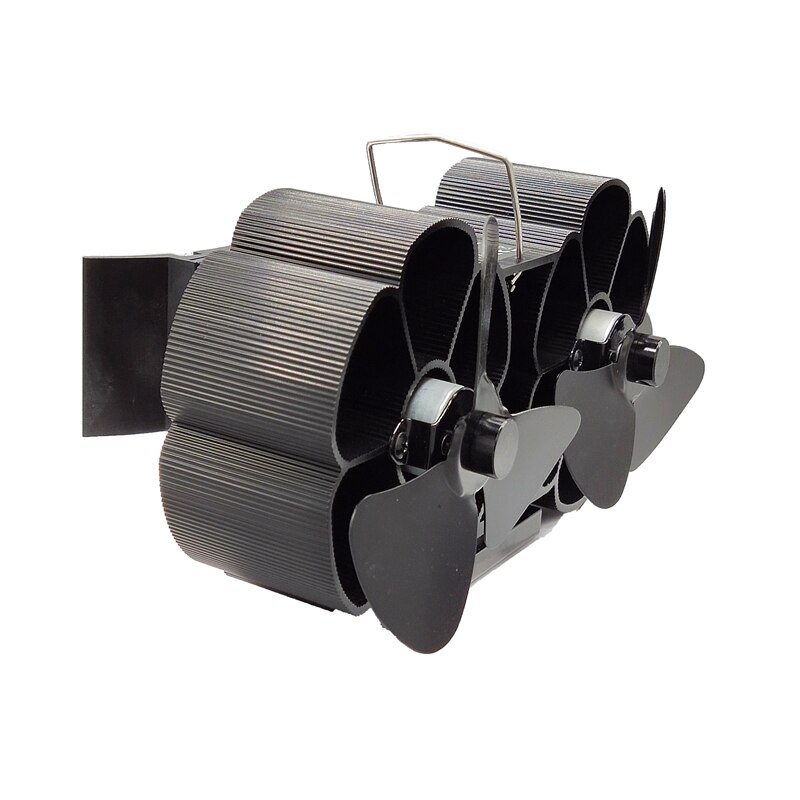 6-Blade Twin Motor Double Heat Powered Wood Stove Fan with Temperature Gauge - Ultra Quiet Fireplace Wood Burning Eco Fan for Ef