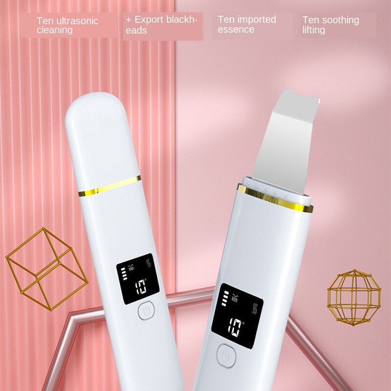 Ultrasonic Facial Skin Scrubber Ion Deep Face Cleaning Charging Skin Care Device Face Lifting Peeling Extractor