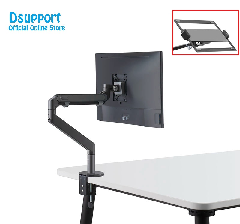 OZ-1S Aluminum 2 in 1 Mount 12-17 inch Laptop Holder + 17-32 inch Monitor Holder Gas Strut Arm Desktop Support Bracket Load 8kgs
