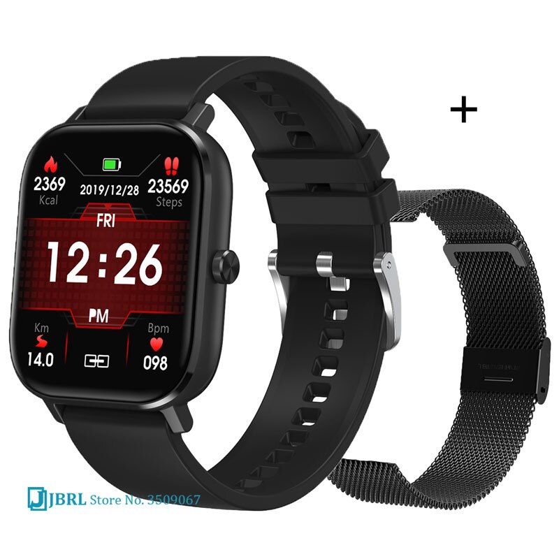 sport ecg firkantet digital klokke menn kvinner bluetooth samtale besvare digital armbåndsur dame stål passe klokker herre android ios: Dt35 ekg svart sil 1