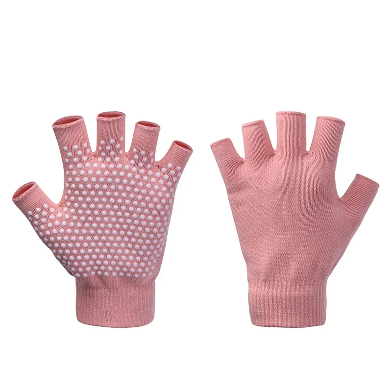 Gants de Yoga antidérapants pour femmes, gants de Fitness pour salle de sport, Yoga, Pilates, équilibre, entraînement , Fitness, demi-doigt, gant de protection des mains: Rouge