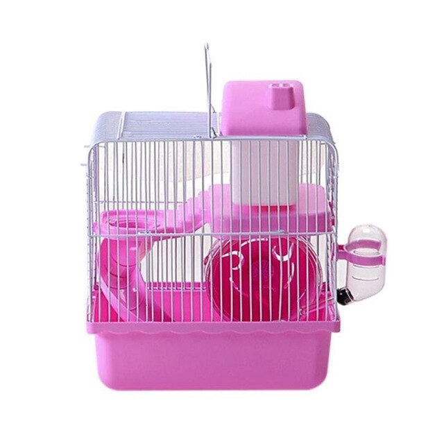 3 Kleur Draagbare Luxe Storey Hamster Kooi Muis Thuis Rat Kooi Egel Water Fles Chinchilla Opslag Outdoor: pink