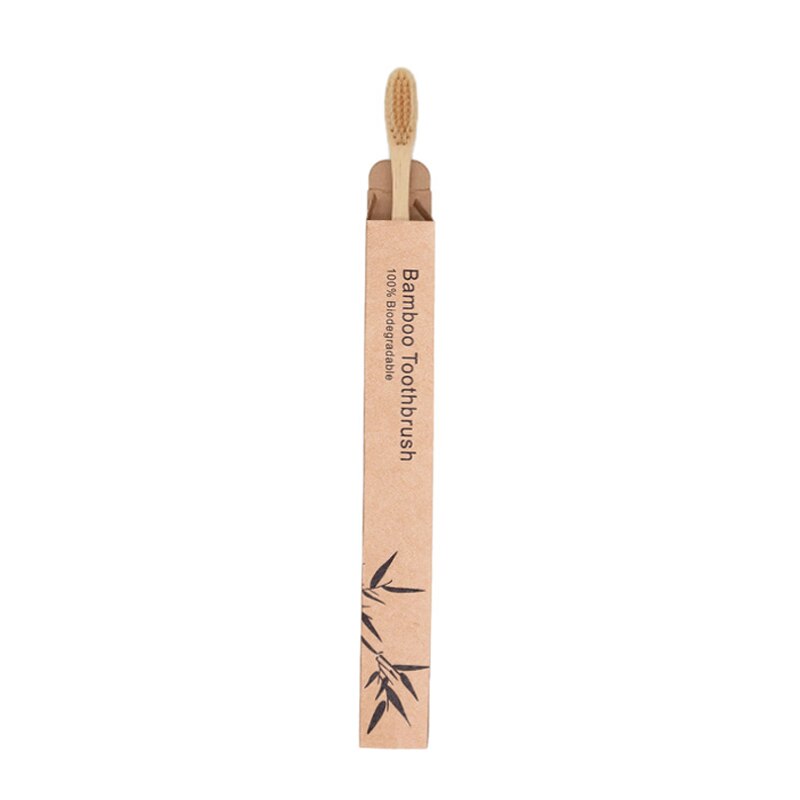 Tannbørste naturlig bambus miljøvennlig myk fiber oral rengjøring tennpleie trehåndtak: Khaki -1pc