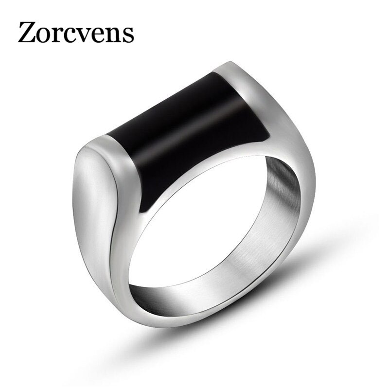 Zorcvens Rvs Mannen Ring Zwarte Kleur Trouwringen Voor Mannen