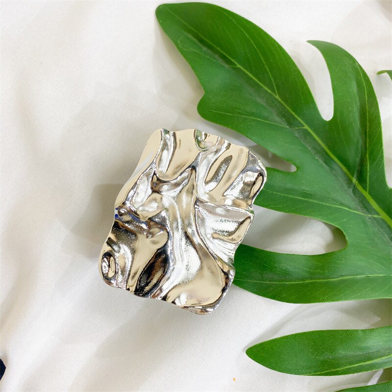 Universal Retro Irregular Geometric Grip Tok Korea Phone Holders Stand Griptok Socket For Phones Support Telephone Bracket: Silver Square