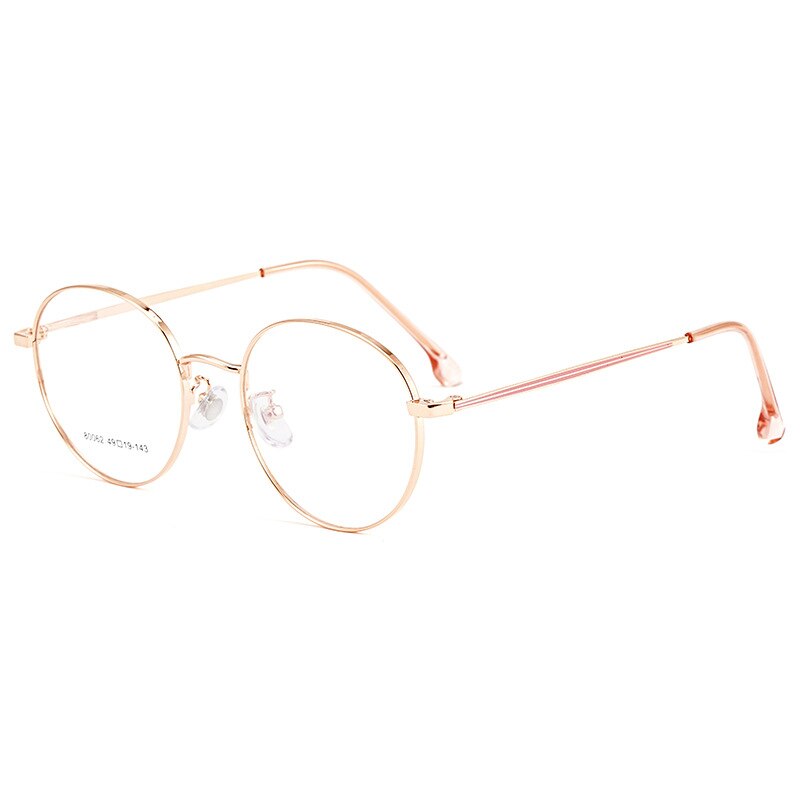 KatKani Retro Small Round Frame Women's Ultralight Metal Anti-Blue Light Myopia Optical Prescription Eyeglasses Frame 01-80062: Black Rose Gold