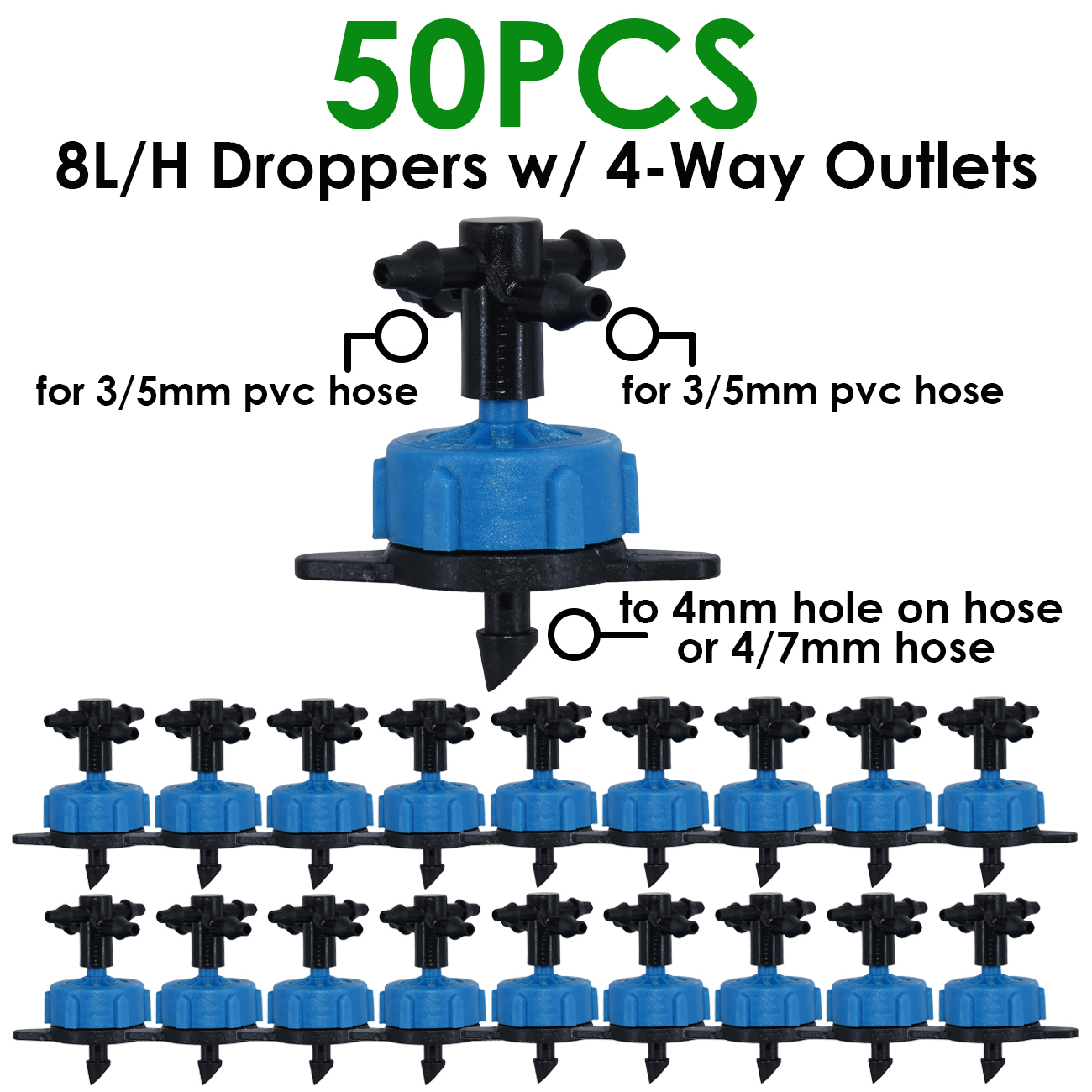 KESLA 10-100M Irrigation Watering System Kit 4-Way 2-Way 8L Drip Arrow Transmitter Dripper Sprinkler Potted Planting Greenhouse: Clear