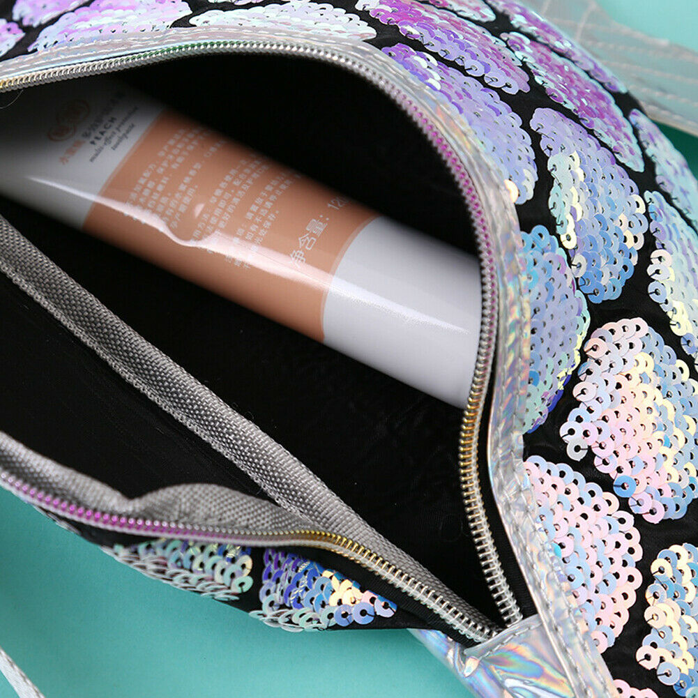 Heuptasje met pailletten, zeemeermin, dames, glanzend zakje, rits, borstriem, heuptasje, telefoon, reistas, handtas