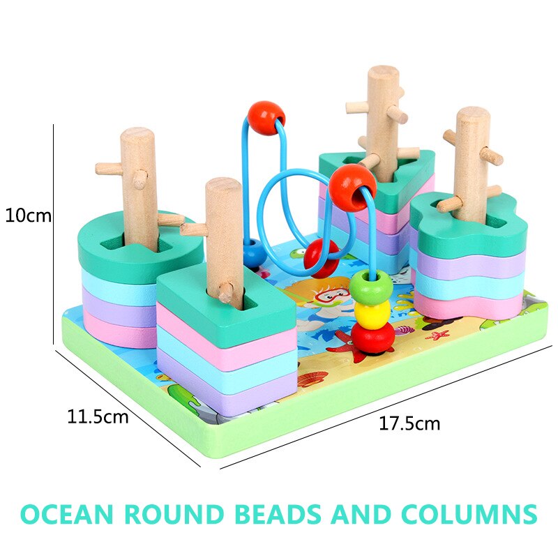 Montessori geometry set tower educazione precoce supporti didattici set di colori di blocchi di colonne giocattoli di illuminazione geometrica in legno: TZ-14