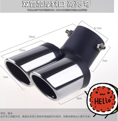 Uitlaatpijp demper uitlaatpijp uitlaat mondstuk uiteinde universeel roestvrij staal cirkelvormig schuin uiteinde één verandering twee dubbel uit: 5