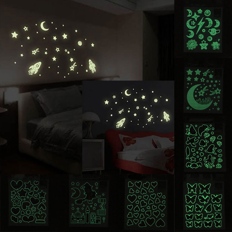 3D fluoreszierend Aufkleber Stern Punkt Mond leuchtend Mauer Aufkleber kreisförmig glühen in dunkel Stern Aufkleber Kinder Schlafsaal Heimat Dekoration