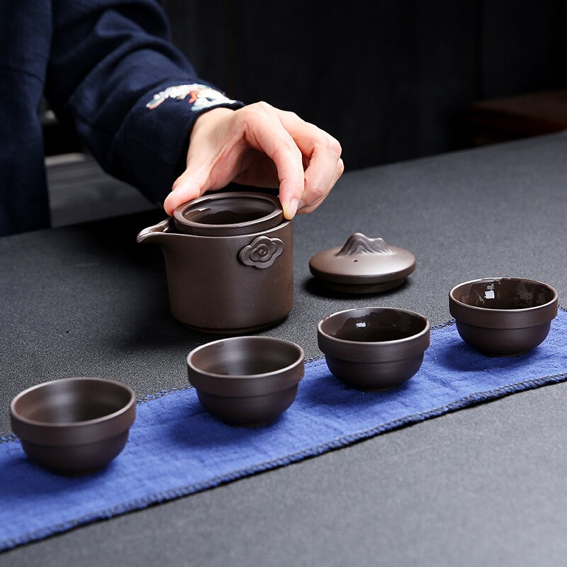Purple Sand Tea Set Chinese Kung Fu Travel Tea Sets Purple Portable Teapot Set Outdoor Gaiwan Tea Cups of Tea Ceremony Teacup