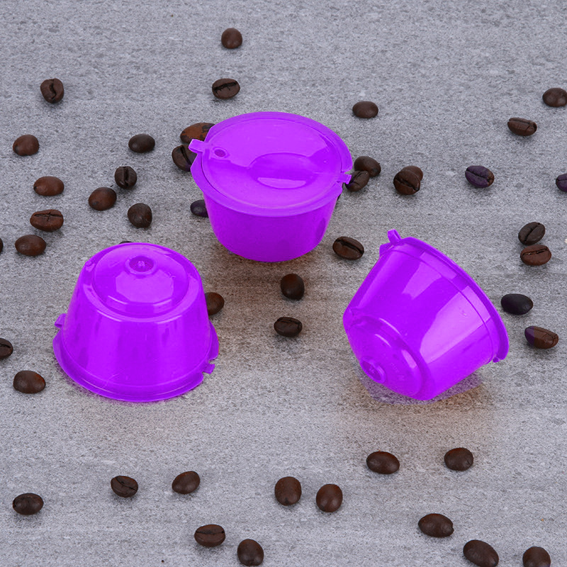 3 unids/lote cápsula de café Dolce Gusto reutilizable verde, cápsulas de cestas de filtro de café Dolce Gusto compatibles recargables de plástico: Morado