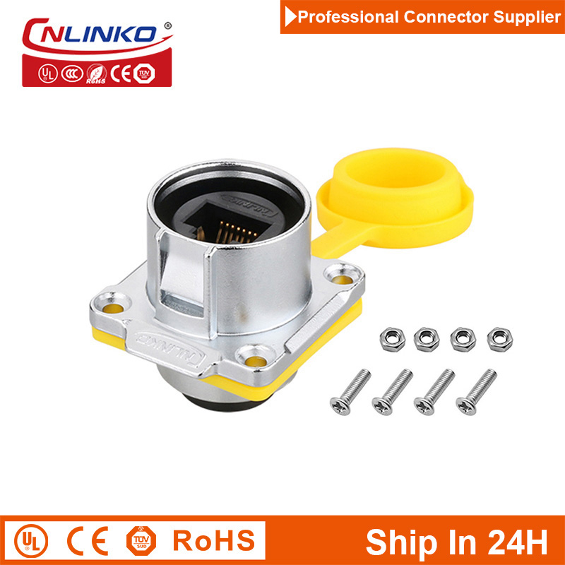 Cnlinko LP24 Plastic M24 Waterproof Ethernet 8pin Cat5e RJ45 Signal Connector Plug Receptacle for Network Telecom LED Billboard: RJ45 Receptacle