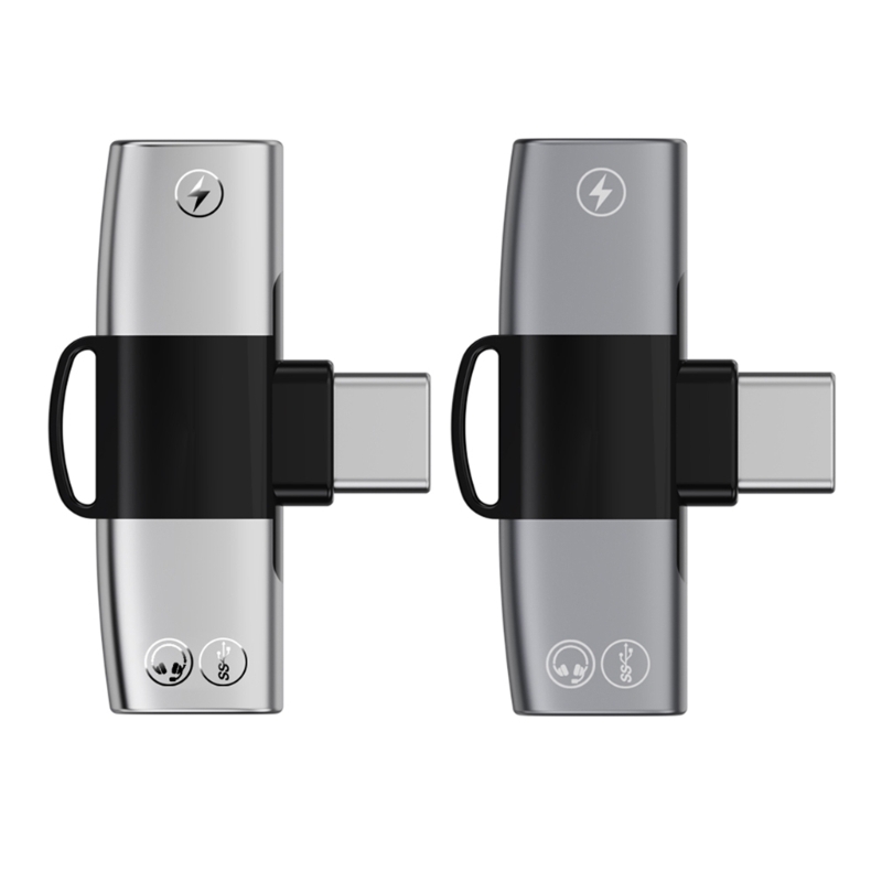 1 auf 2 USB-C-Adapter, Typ-C-Stecker auf 2 Typ-C-Buchsen, Konverter, unterstützt gleichzeitiges und Kopfhörer