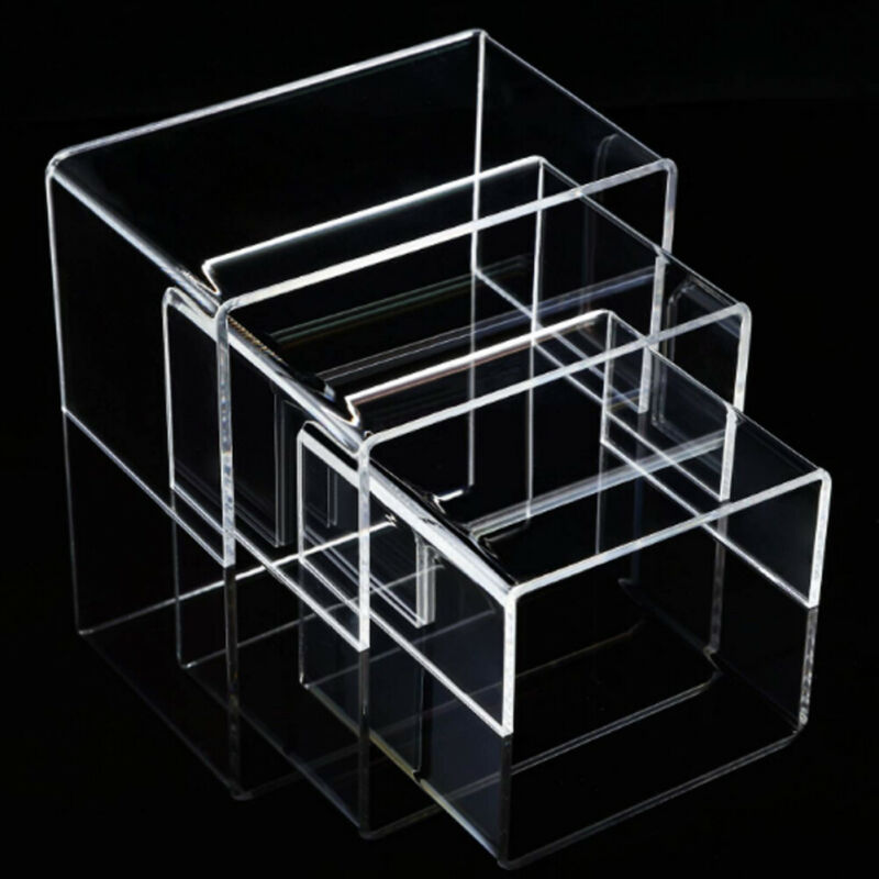 3.4.5 inch square acrylic 1/8 &#39;&#39; transparent 3pcs riser display coasters showcase set to set jewelry or makeup products