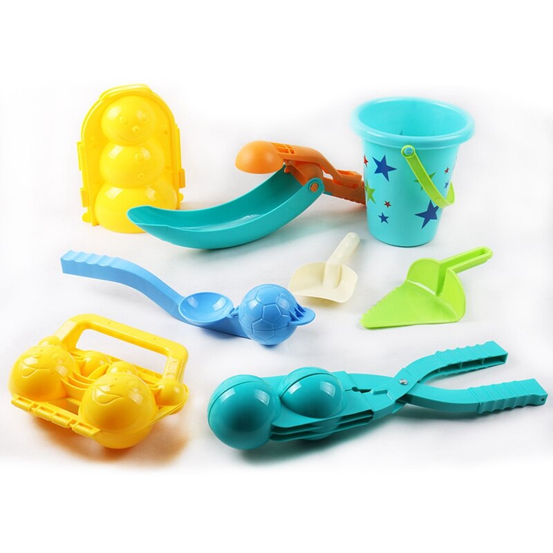 8 Stuks Sneeuwbal Maker Speelgoed Met Box-Sneeuwbal Maken Tool Met Handvat Voor Kinderen Outdoor Activiteiten Kinderen sneeuw Game