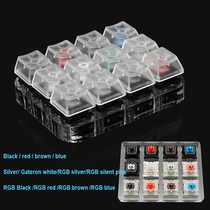 Switch Tester Cherry MX Kailh Gateron Switch black red brown blue 4 6 8 9 12 Key Translucent Keycaps Mechanical Keyboard Tester