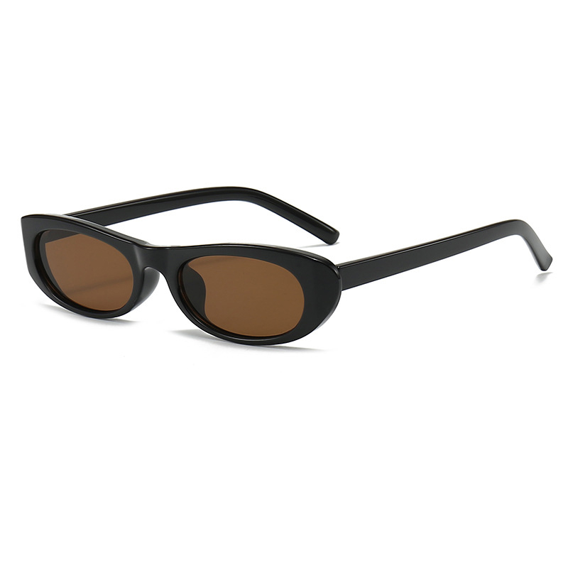Gafas de sol negras con forma de ojo de gato para mujer, anteojos de sol femeninos, con montura estrecha, rectangulares, pequeños, UV400, 2024: Azul