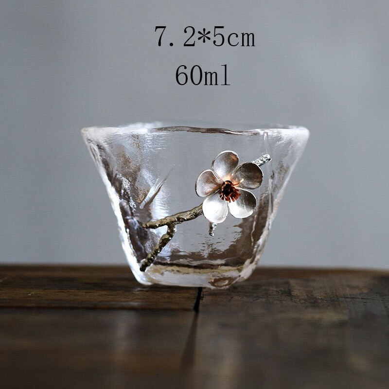 Hammarformad glas tekopp japansk stil plåtblomma högtemperaturglas tekopp exklusiva dekorativa koppar: 5