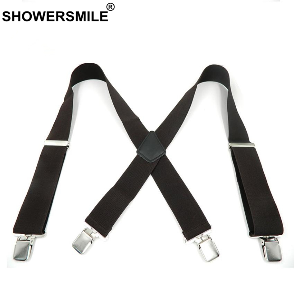 SHOWERSMILE Grün Männer Hemd Hosenträger Breite 5cm Herren Hosenträger 120cm 4 Clips Einstellbare Leder Hosen Gurt Für freund: Schwarz mf03