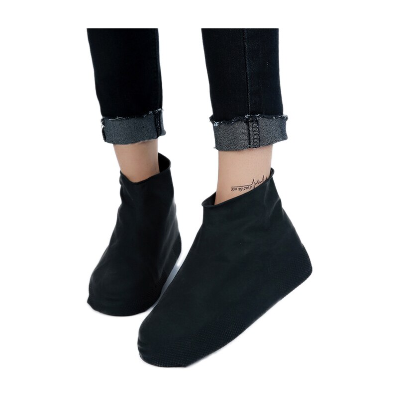 Reusable Outdoor Waterproof Rain Shoe Cover Rubber Anti Slip Rain Boot Overshoes Raincoat Silicone Insoles Shoes Camping Tools