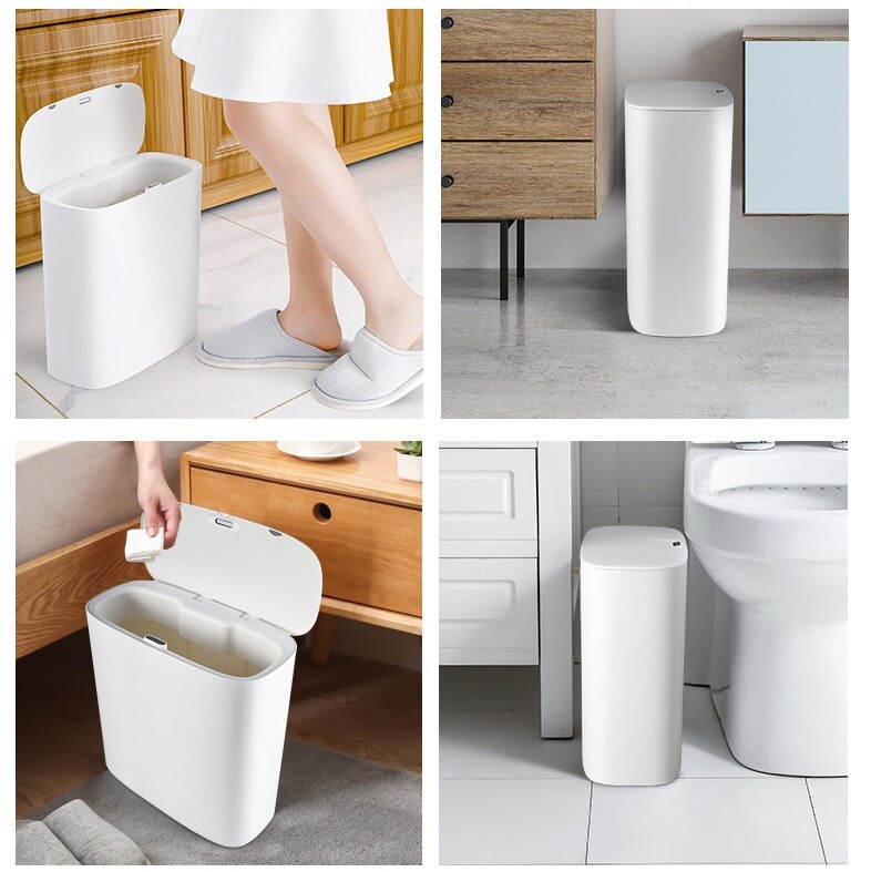 Smart Sensor Trash Can Electronic Automatic Household Bathroom Toilet Waterproof Narrow Seam Sensor Bin