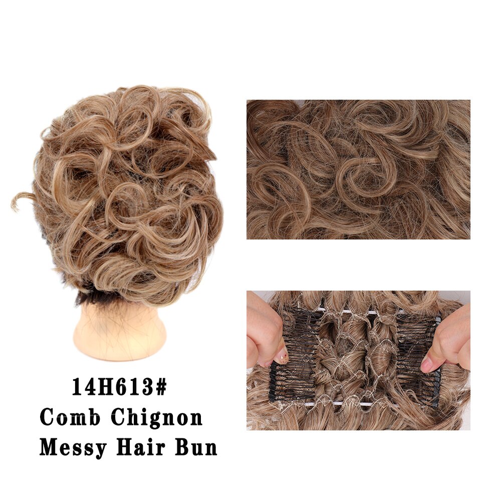 LUPU Synthetische Haarknoten Kamm Clip in Lockige Chignon Haarnadel Synthetische Falsche Haar Schwanz Erweiterung Haar Stück Für Frauen: 14H613