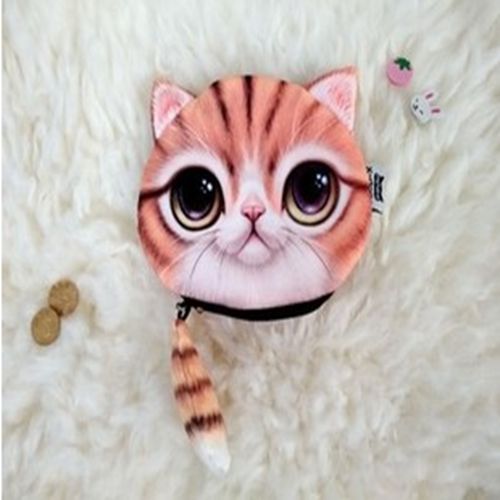 Cute Coin Purses Wallet Ladies 3D Printing Cats Dogs Animal Big Face Change Cute Small Zipper Bag for Women Pouch: 20