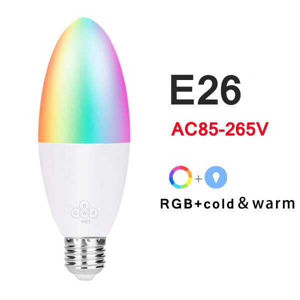 6W RGB Wifi Bulb E27 E14 B22 Candle LED Lamp Dimmer Light For Tuya Smart Life App Contorl Work With Alexa Google Home Siri Voice: E26 1pcs