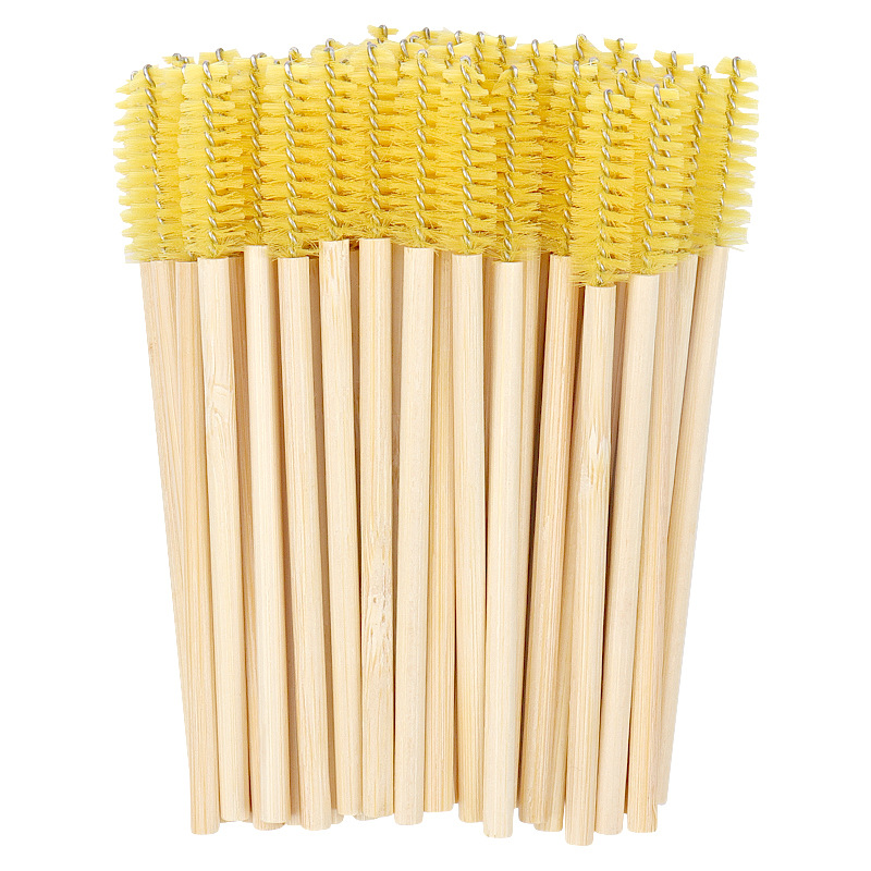 50 stuks bamboe handvat wimperborsteltjes mascara borsteltjes applicators wimperverlenging borsteltjes wenkbrauw krulborsteltjes make-up tool: groen / veer