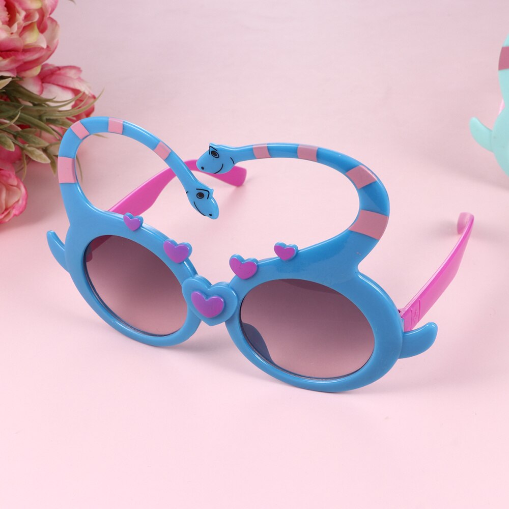 2pcs Long Neck Dinosaurs Sunglasses Cartoon Party Prop Eye Glasses Funny Cosplay Glasses Party Supplies (Red, Yellow)