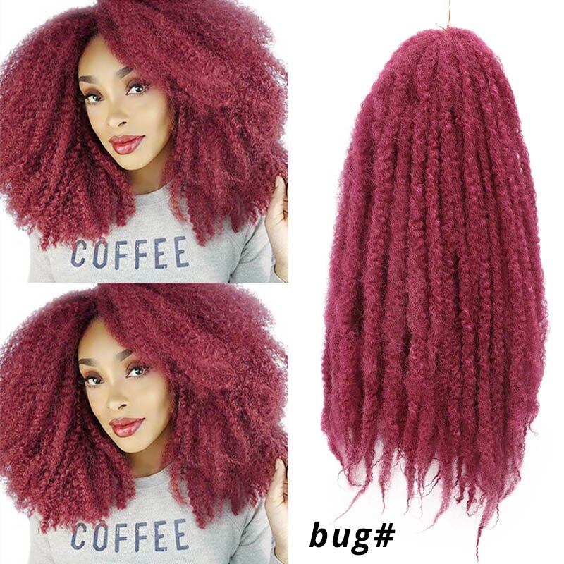 Ombre Marley Braids Hair Crochet Afro Kinky 18 inch Synthetic Braiding Hair Crochet Braids Hair Extensions Bulk: Bug / 9Pcs/Lot