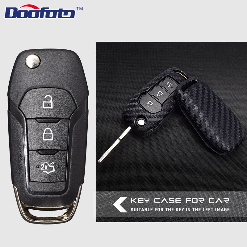 Doofoto Auto Decoratie Auto Key Covers Case Voor Ford Focus 2 3 Mk2 Mk3 Fiesta Ranger Mondeo Mk4 Fusion Carbon fiber Auto Styling