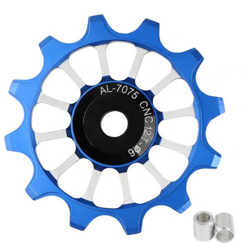 Rodillo de guía de bicicleta de carretera, polea de rueda de desviador trasero de bicicleta de montaña, 12T, 6mm: Blue