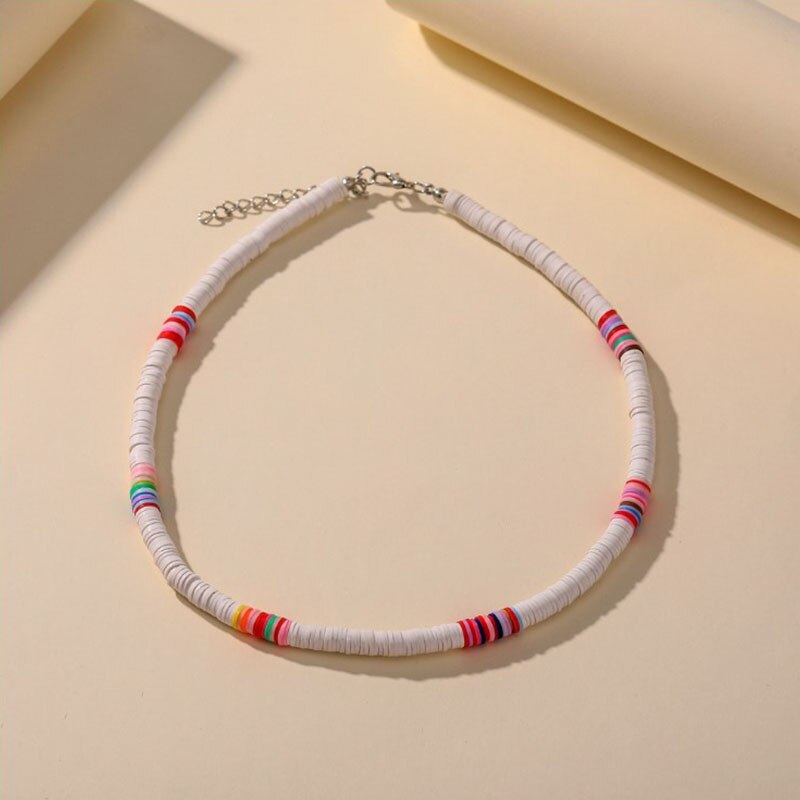 Bohemian etnische stijl ketting retro schijf ketting dames ketting strand veelkleurige polymeer klei sleutelbeen ketting