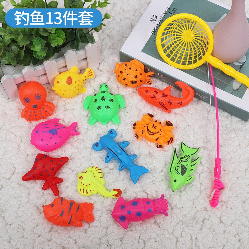 26 impostato di bambini del giocattolo di pesca magnetica piscina bambino1 2 di età del bambino beneficio intelligenza asta della ragazza del ragazzo di compleanno di natale regalo: verde