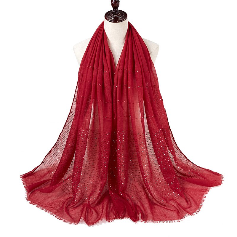 1PC Cotton And Linen Tassel Scarf Sequins Autumn And Winter Muslim Hijab Malay Headscarf: 10