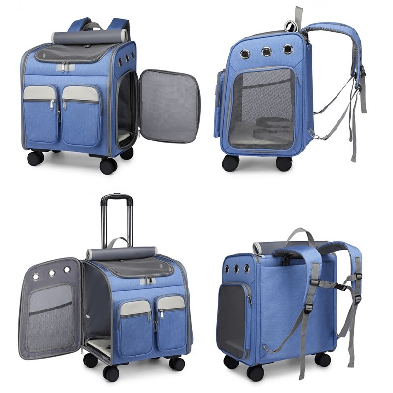 Carrier for Cat Small Dog Stroller Backpack Pet Transport Bag Trolley Cage Animal Transporter Travel House Suitcase with Window