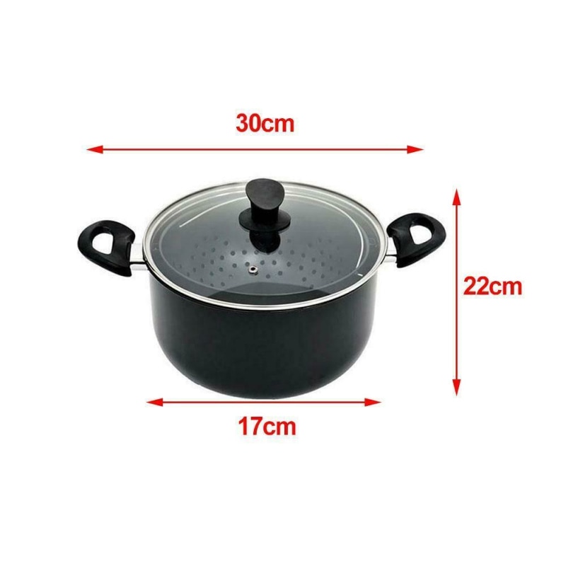 2-in-1 Stainless Steel Pot With Built-In Strainer Basket Not Sticky Pot For Kitchen Drain Pasta Vegetables: 30x22x17cm