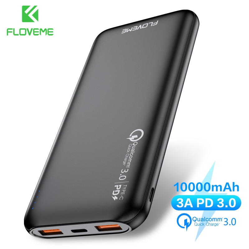 FLOVEME 10000mAh Power Bank QC3.0 Tragbare Externe Batterie Schnelle Telefon Ladegerät Schnell Ladung Für iPhone 11 Xiaomi PD Power