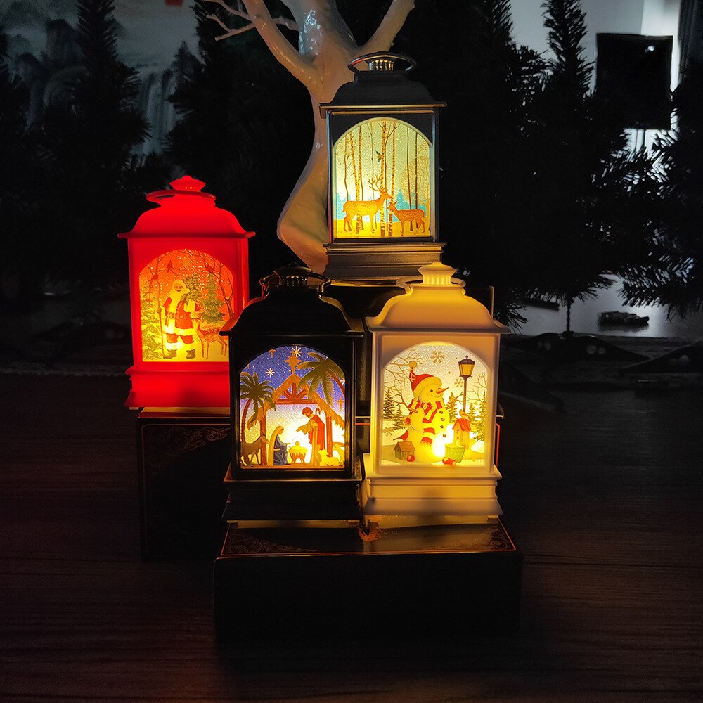 Lanterne Led élan/neige/père noël , décoration de fête de noël, maison, extérieur, fournitures de fête