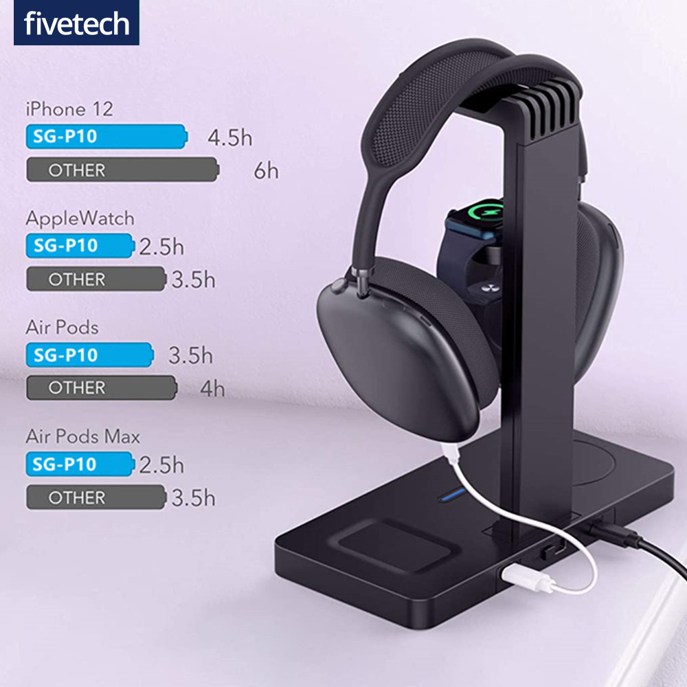 4 in 1 Wireless Charger Stand For Airpods Max iPhone 13 Pro Apple Watch QI Fast Wireless Charging Station For Airpods 2 3