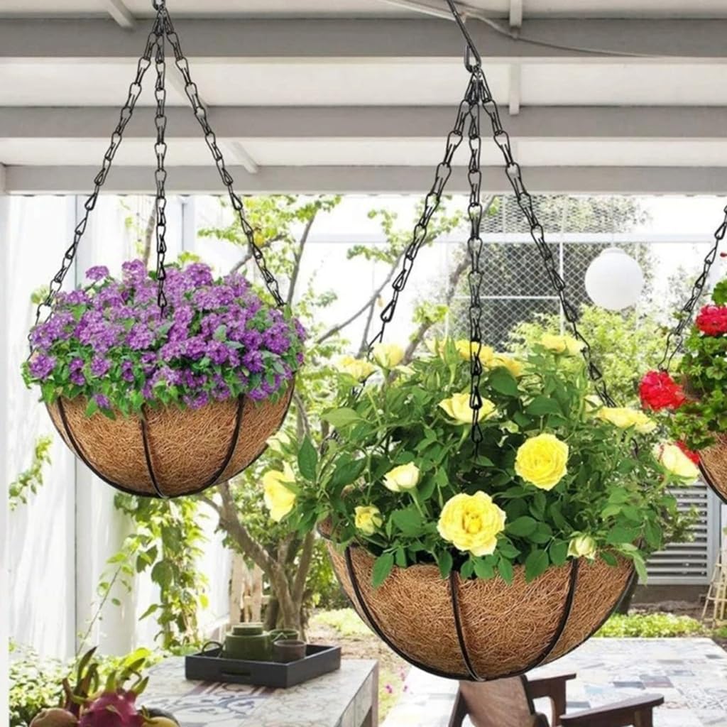 40 Cm Imitatie Rotan Opknoping Mand Bloempot Keten Met 3 Haken Wastafel Hydrocultuur Planten Plant Grow Basin Huis tuin Decor