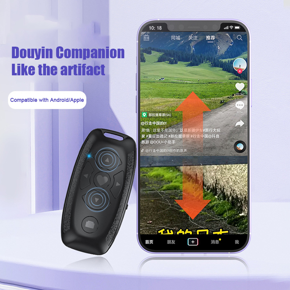Universal Bluetooth-compatible Remote Control Mobile Phone Selfie Camera Shutter Button Buit-in Battery Rechargeable Controller