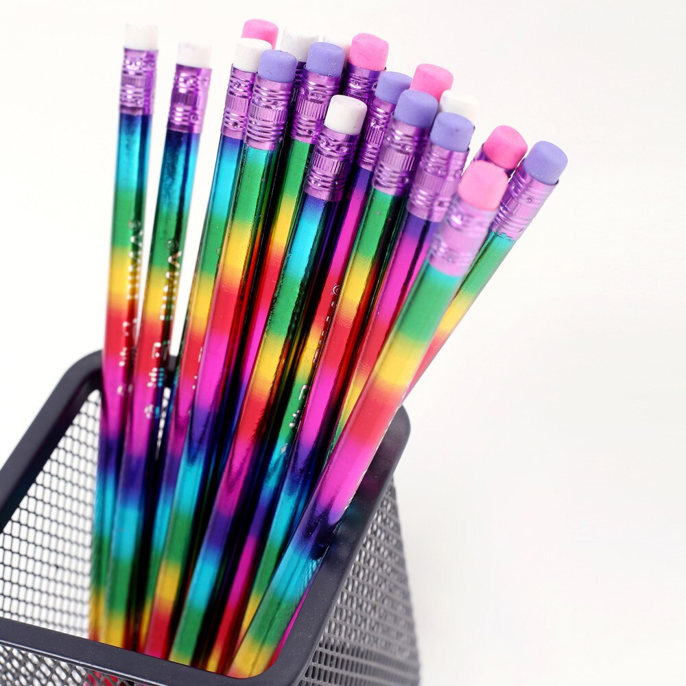 6 Pcs Rainbow Pencil Wood Environmental protection Pencil Bright color Appearance Pencil school office writing Pencil