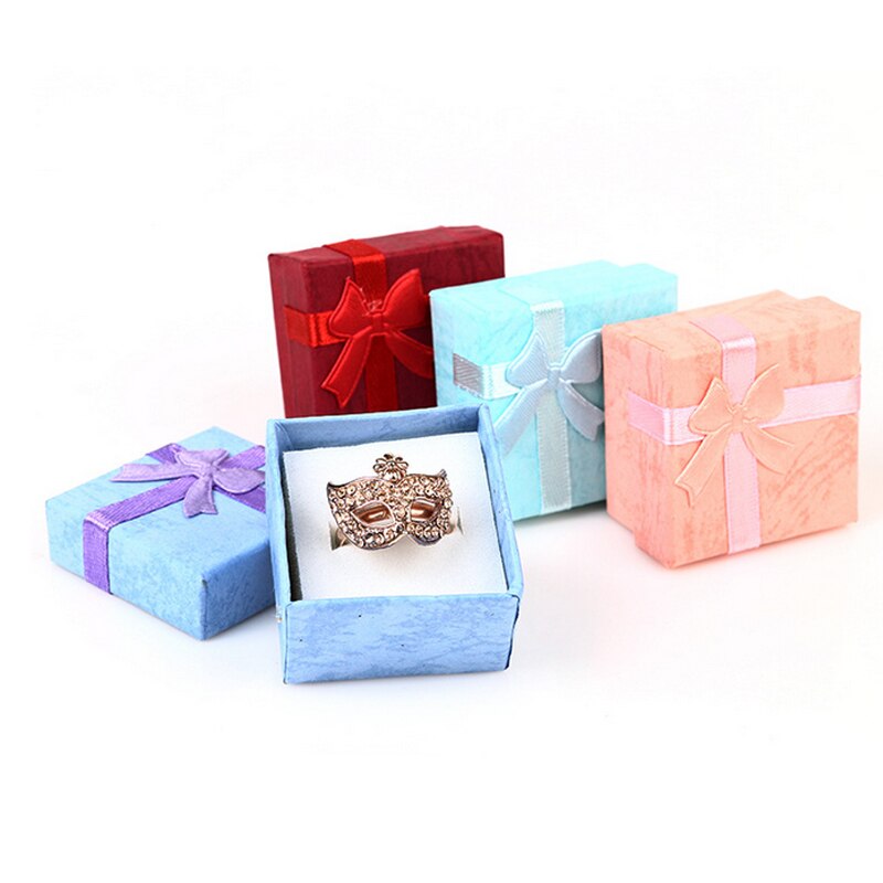 4 Stuks 4X4 Cm Sieraden Organizer Box Ringen Opbergdoos Kleine Geschenkdoos Voor Ringen Oorbellen 4 Kleuren
